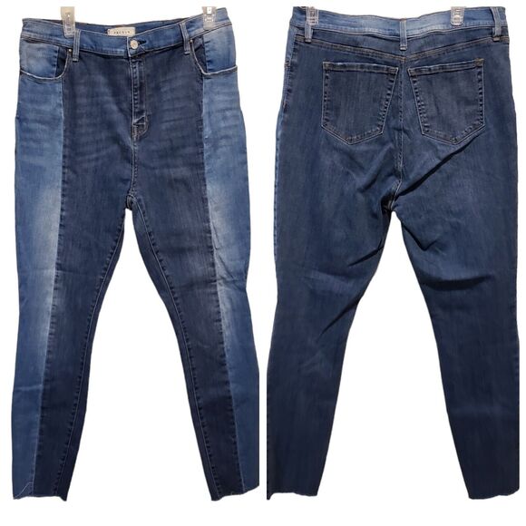 PacSun High-Rise Ankle Jegging Two-Tone Denim Frayed Hem Jeans Women's Size 32 - Picture 1 of 12